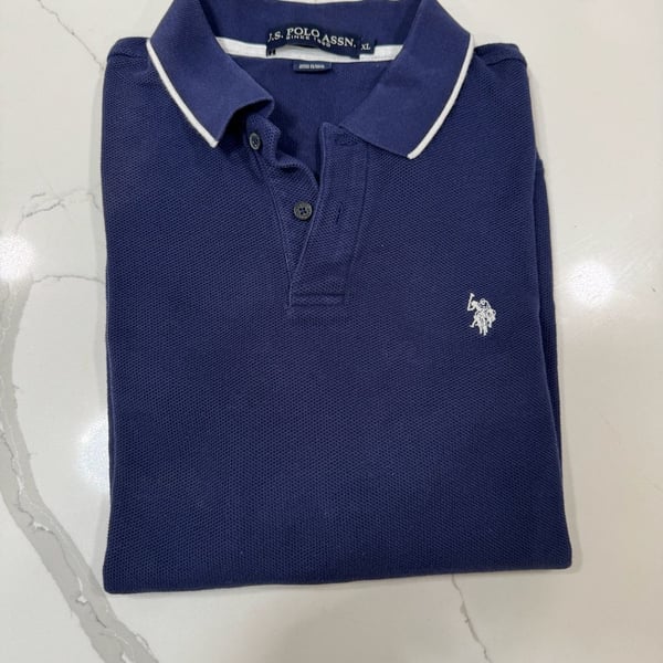 U.S. Polo Assn. Polo Shirt Size XL Blue Cotton Pique Contrast Collar