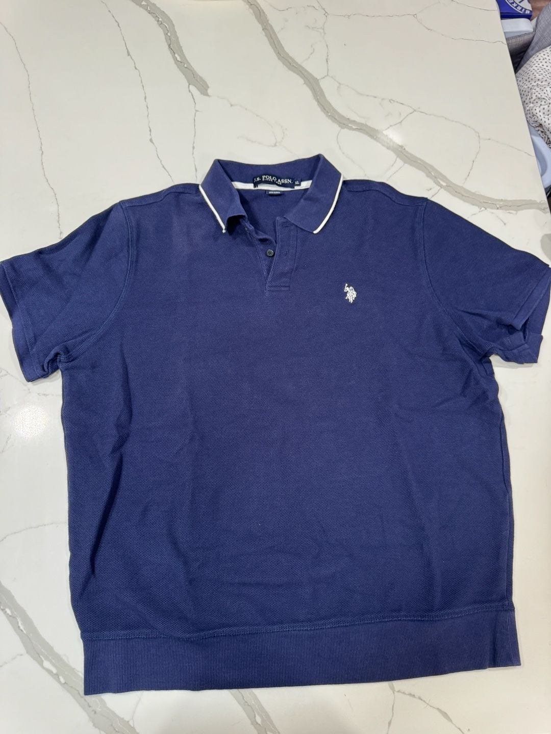 U.S. Polo Assn. Polo Shirt Size XL Blue Cotton Pique Contrast Collar 3
