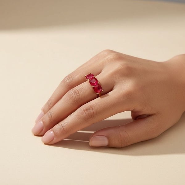 Aurora Designer Bright Pink Red Spinel Stacking Band Ring Size 8.5 14K Gold