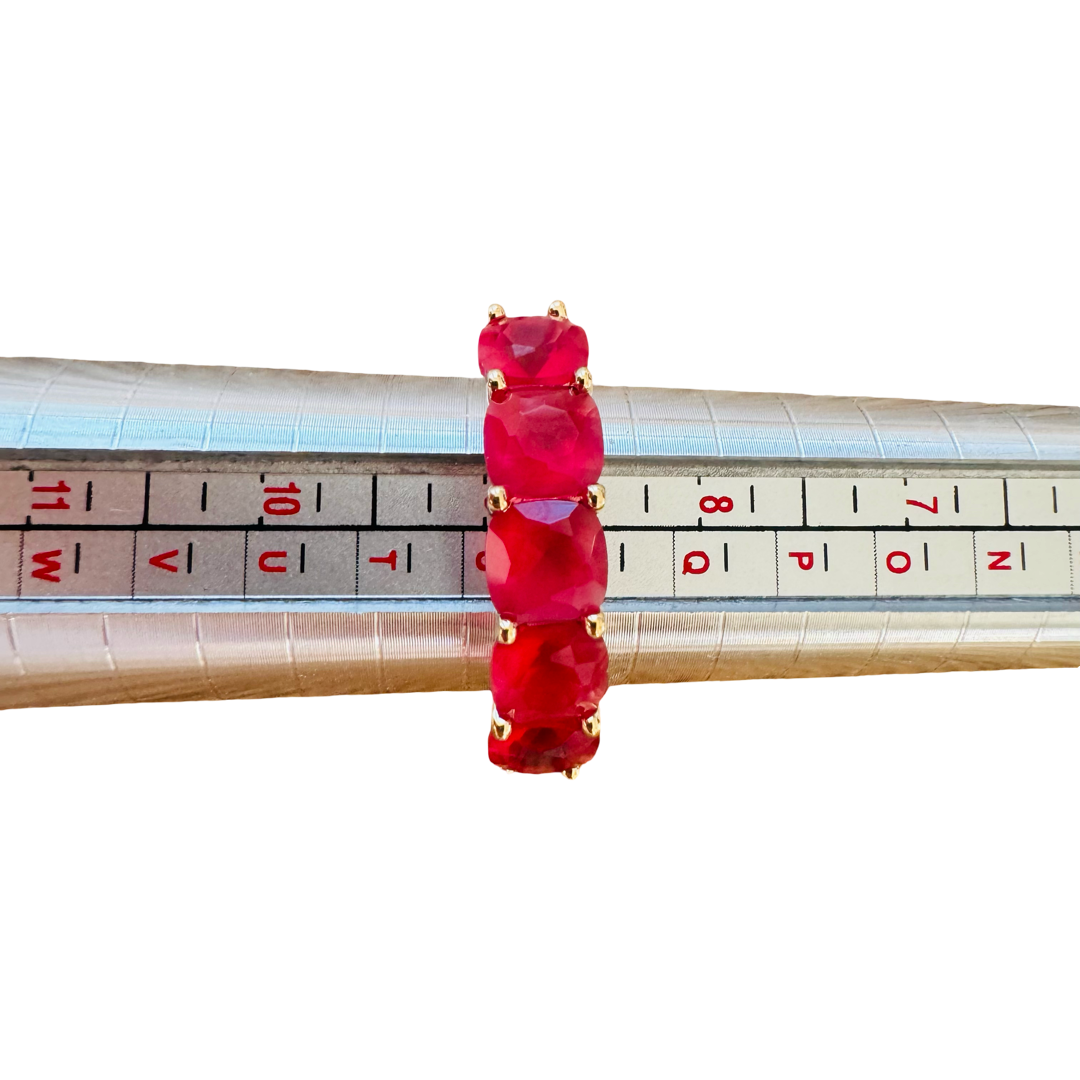 Aurora Designer Bright Pink Red Spinel Stacking Band Ring Size 8.5 14K Gold 3