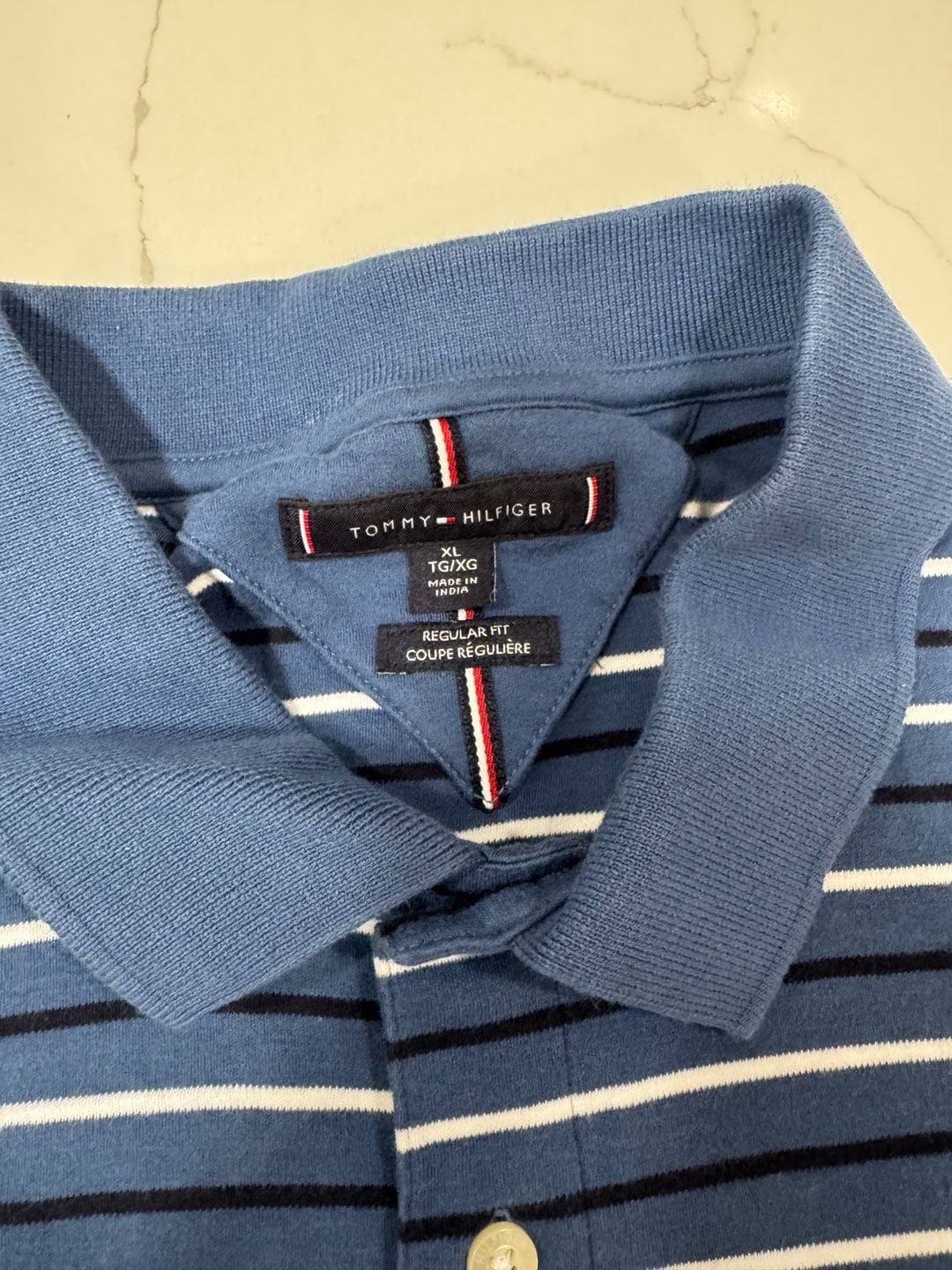 Tommy Hilfiger Striped Polo Shirt Size XL Blue Regular Fit 2