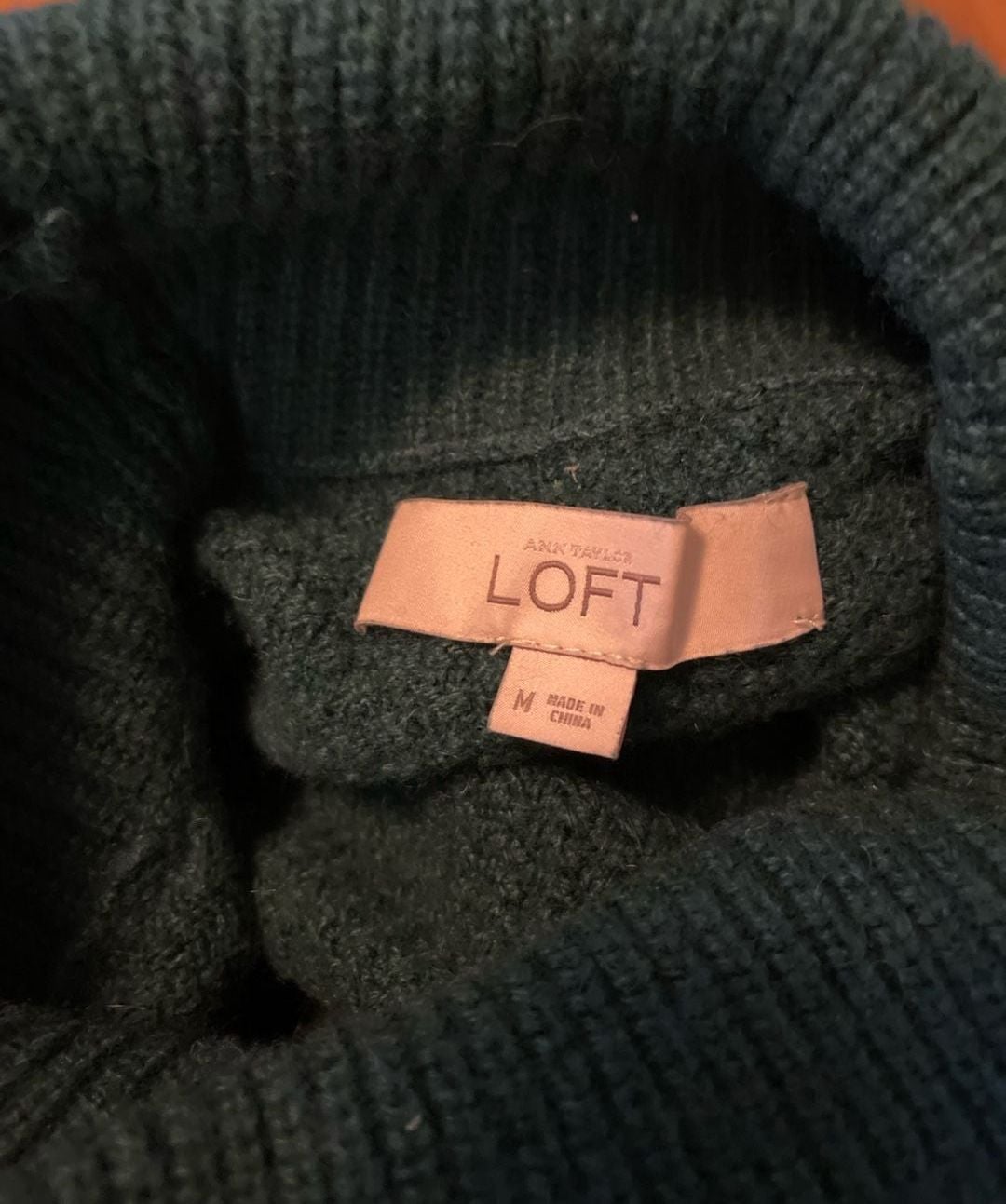 LOFT Wool Angora Blend Cowl Neck Sweater Womens Medium Green 3/4 Sleeve Knit 4