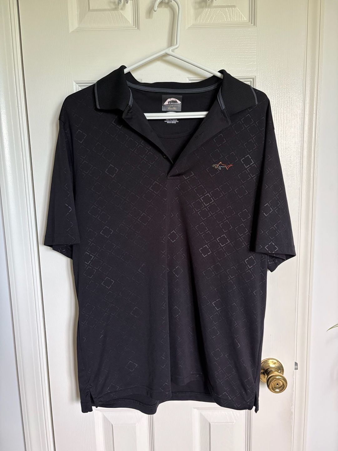 Greg Norman For Tasso Elba Golf Polo Size M Black Play Dry Shark 2