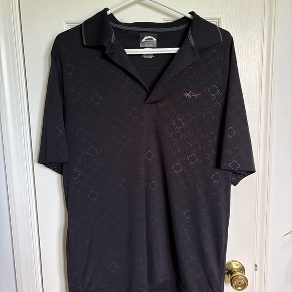 Greg Norman For Tasso Elba Golf Polo Size M Black Play Dry Shark