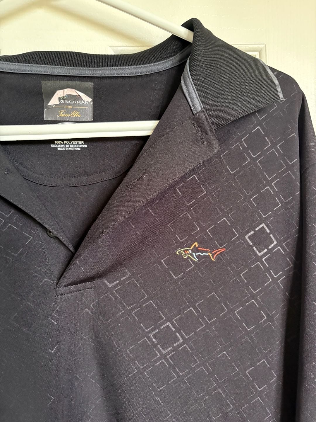 Greg Norman For Tasso Elba Golf Polo Size M Black Play Dry Shark 3