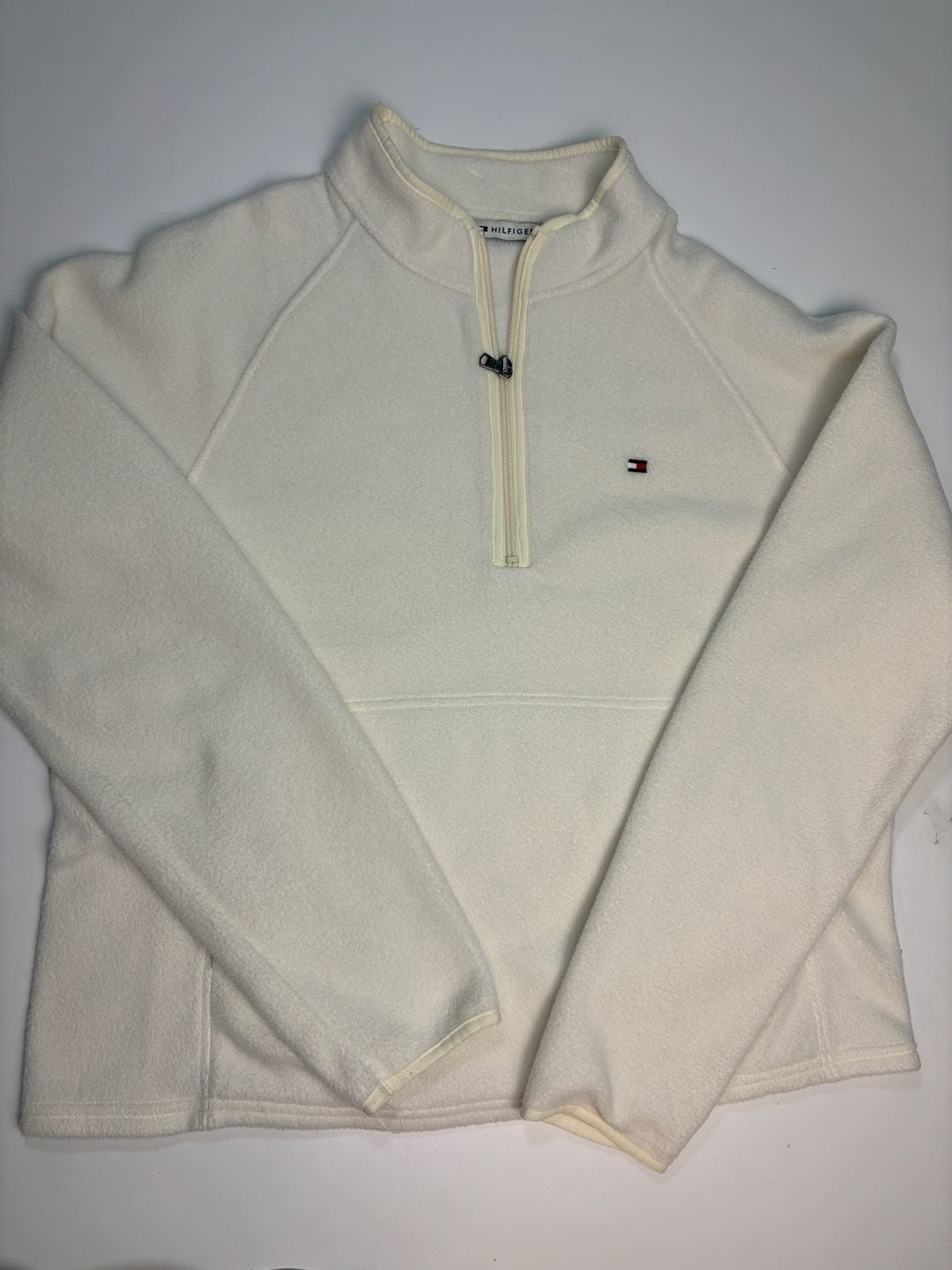 Tommy Hilfiger Quarter Zip Fleece Pullover Size XL Off White 2