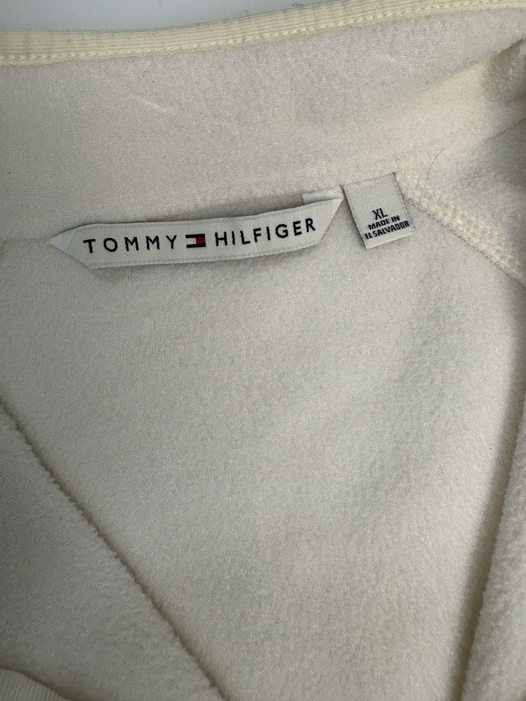 Tommy Hilfiger Quarter Zip Fleece Pullover Size XL Off White 3