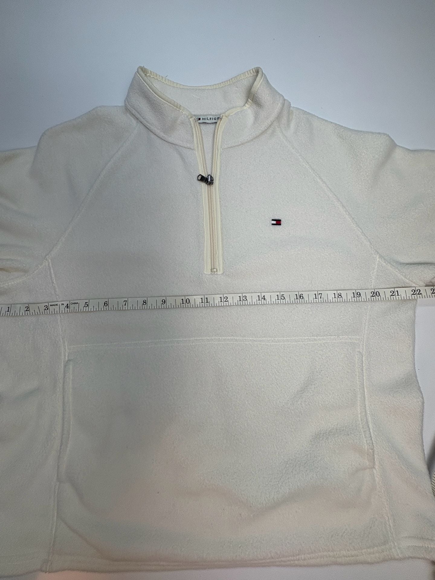 Tommy Hilfiger Quarter Zip Fleece Pullover Size XL Off White 5