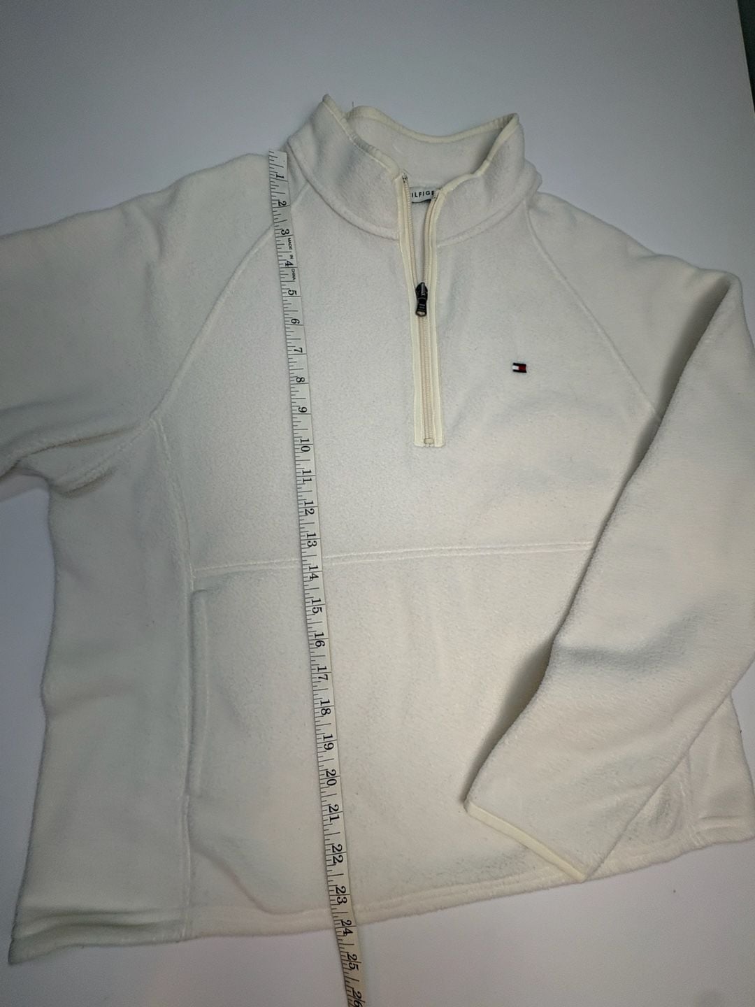 Tommy Hilfiger Quarter Zip Fleece Pullover Size XL Off White 6