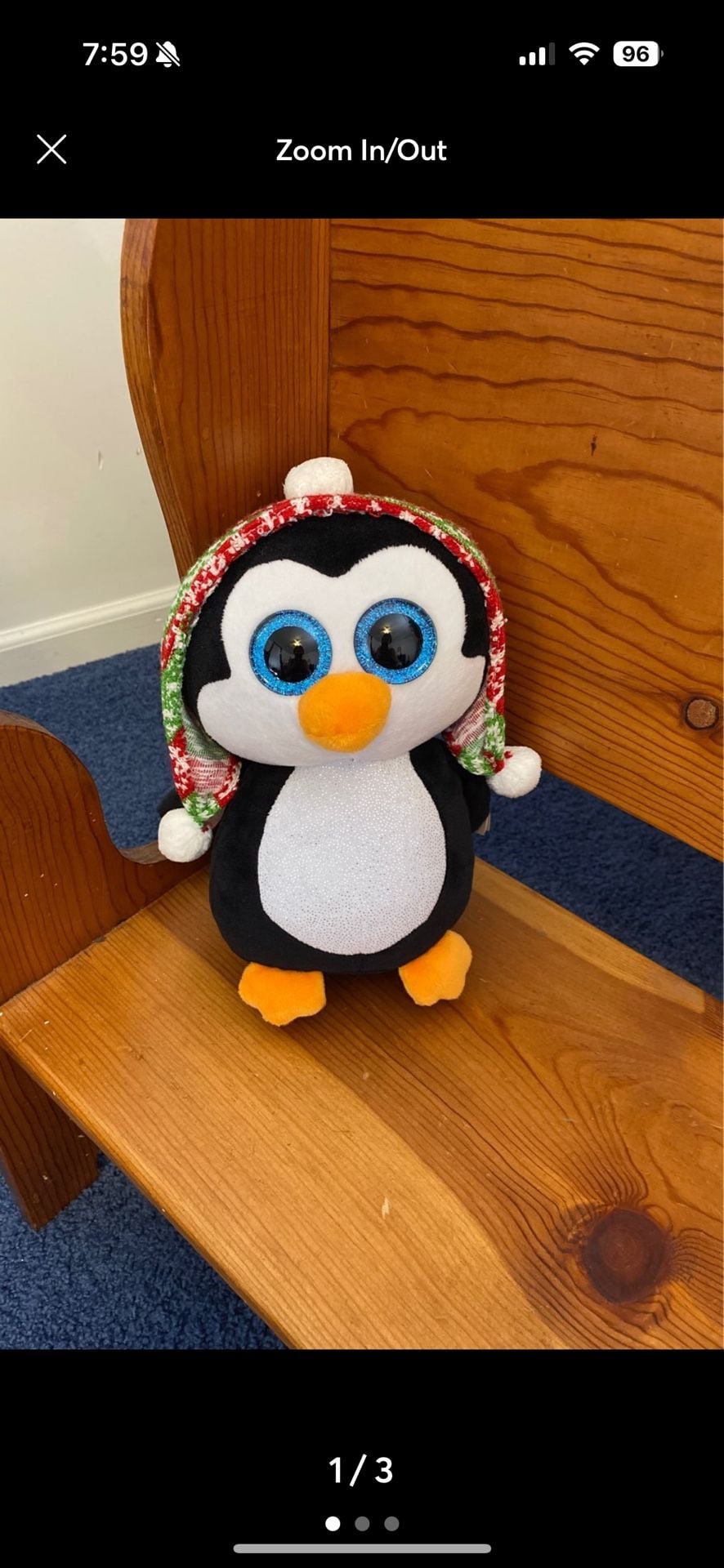 Ty Penelope the Penguin Beanie Boo Plush Christmas Hat 1