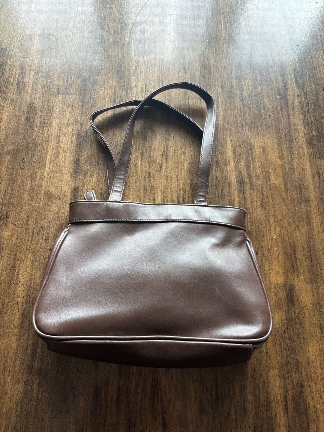 Vintage Unbranded Brown Woven Vinyl Shoulder Bag 3