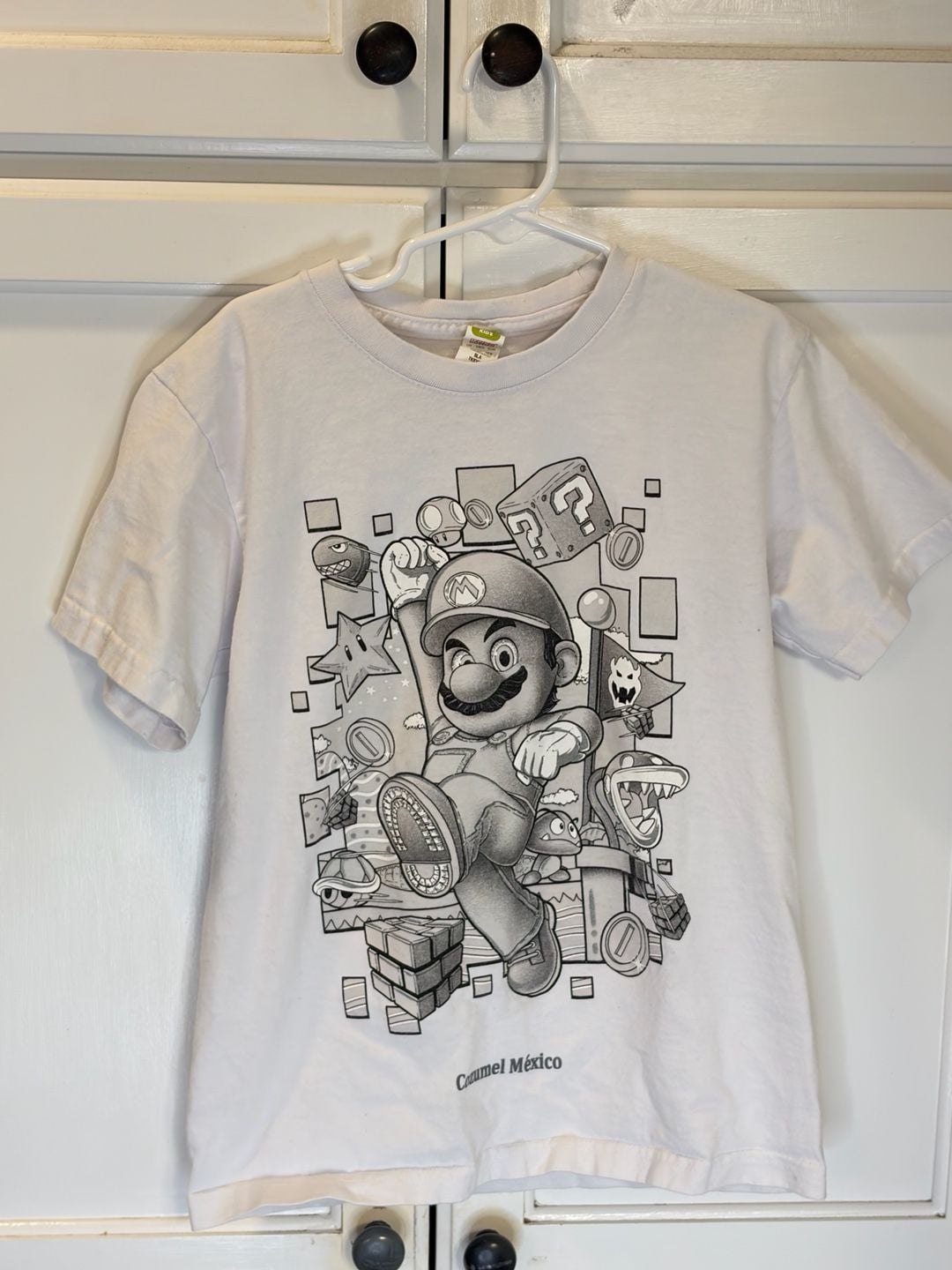 Super Mario Nintendo Kids Graphic T-Shirt Size 12 White Black & Gray Gaming Tee 2