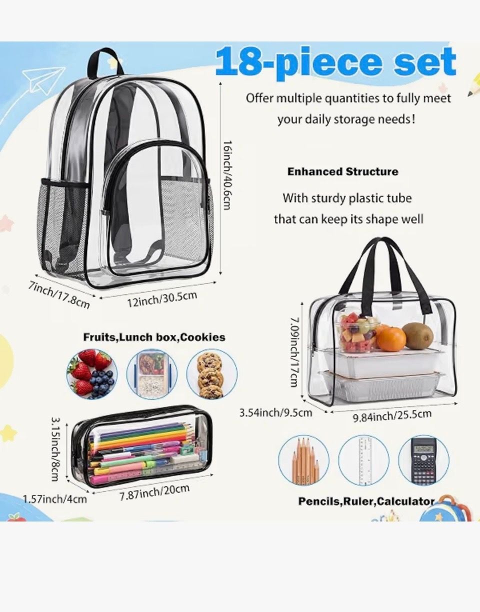 Fomaris Clear Backpack Transparent PVC School Bookbag Black 2