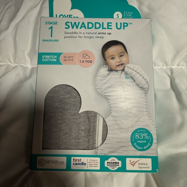 Love To Dream Swaddle Up Stage 1 Size S Gray Stretch Cotton 1.0 TOG