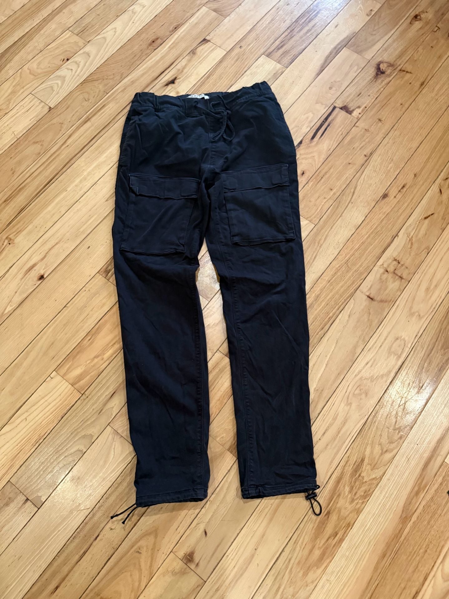 Pacsun Cargo Pants Size Large Black Stretch Slim Utility Drawstring Waist 2