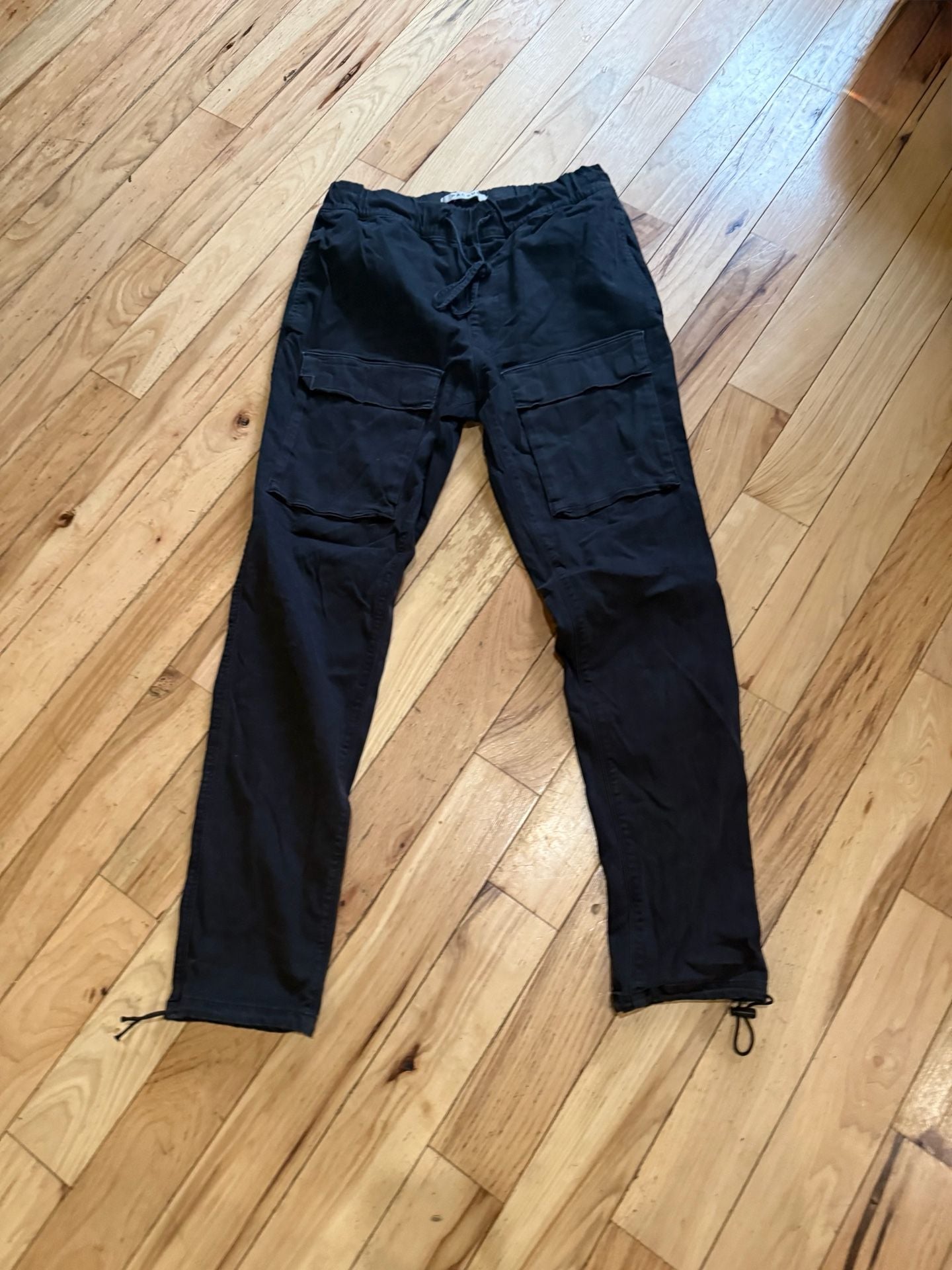 Pacsun Cargo Pants Size Large Black Stretch Slim Utility Drawstring Waist 5