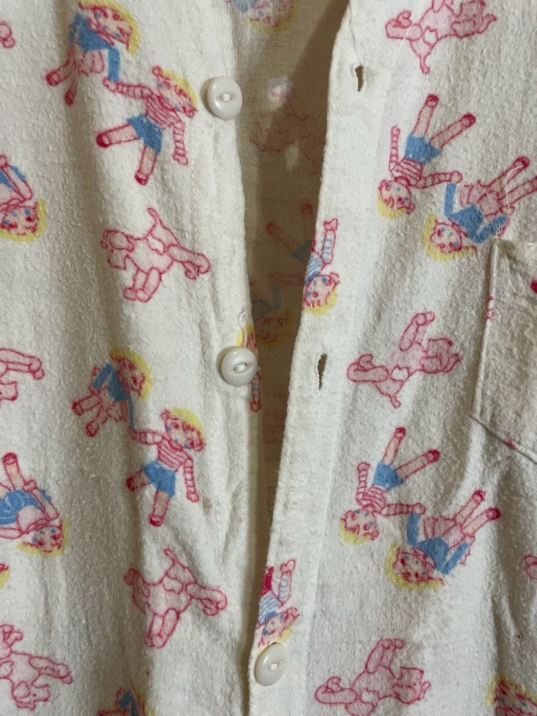 Eureka Flannelette Pajama Jumpsuit Vintage Doll Print Flannel 3