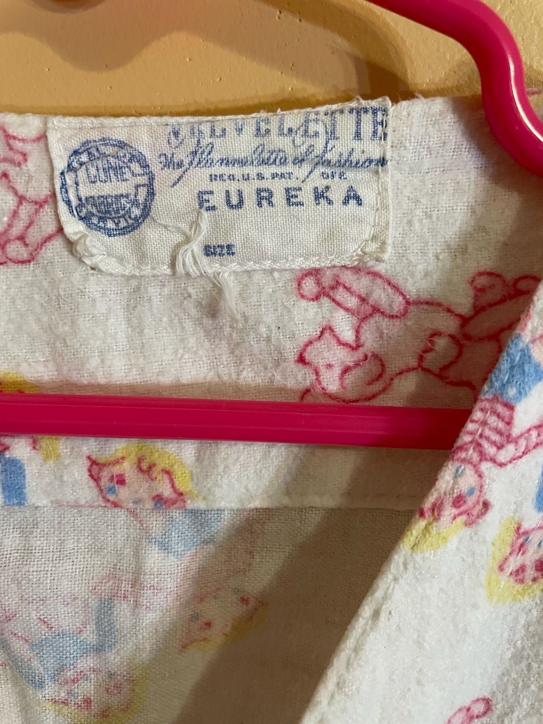 Eureka Flannelette Pajama Jumpsuit Vintage Doll Print Flannel 4