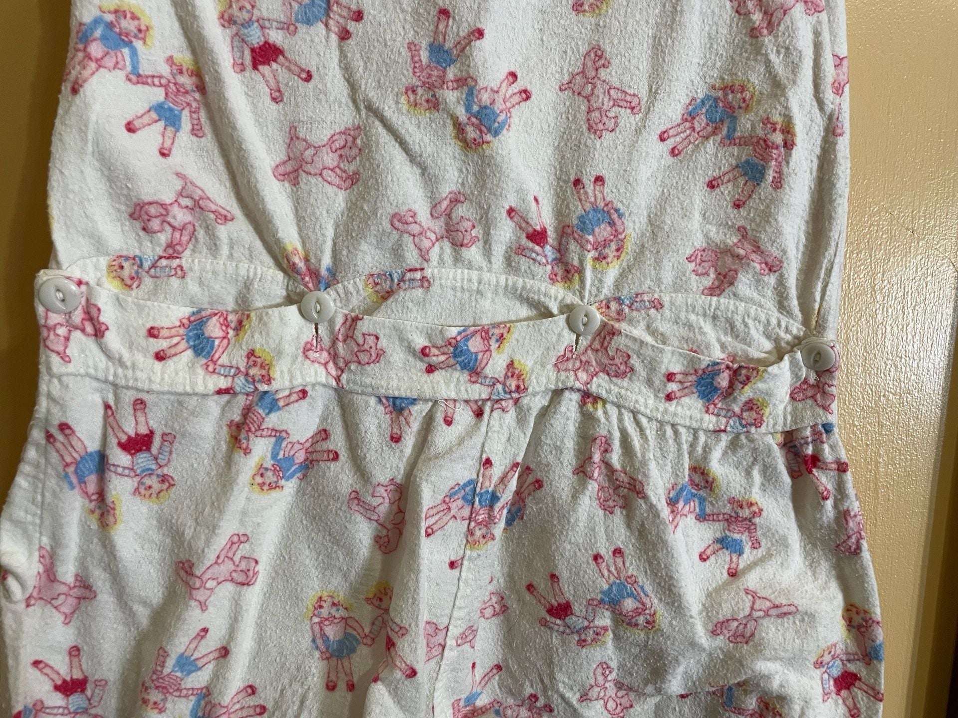 Eureka Flannelette Pajama Jumpsuit Vintage Doll Print Flannel 6