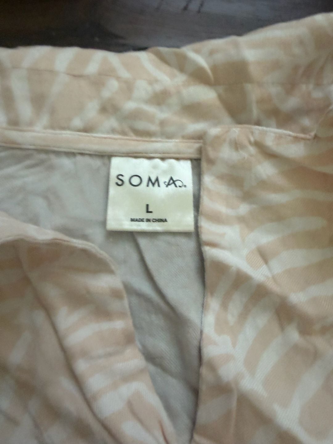 Soma Peach Leaf-Print Pajama Set Size L 2