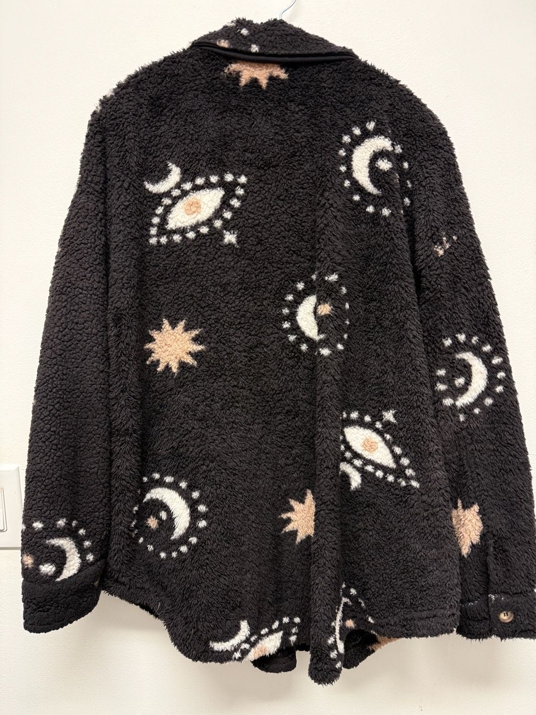 Celestial Borg Fleece Soft Shacket Brown Witchy Moon and Stars Sz XL 4