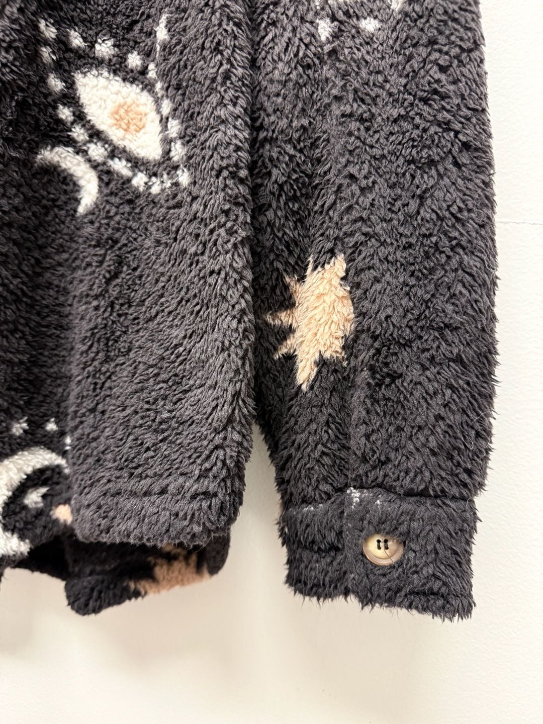 Celestial Borg Fleece Soft Shacket Brown Witchy Moon and Stars Sz XL 7