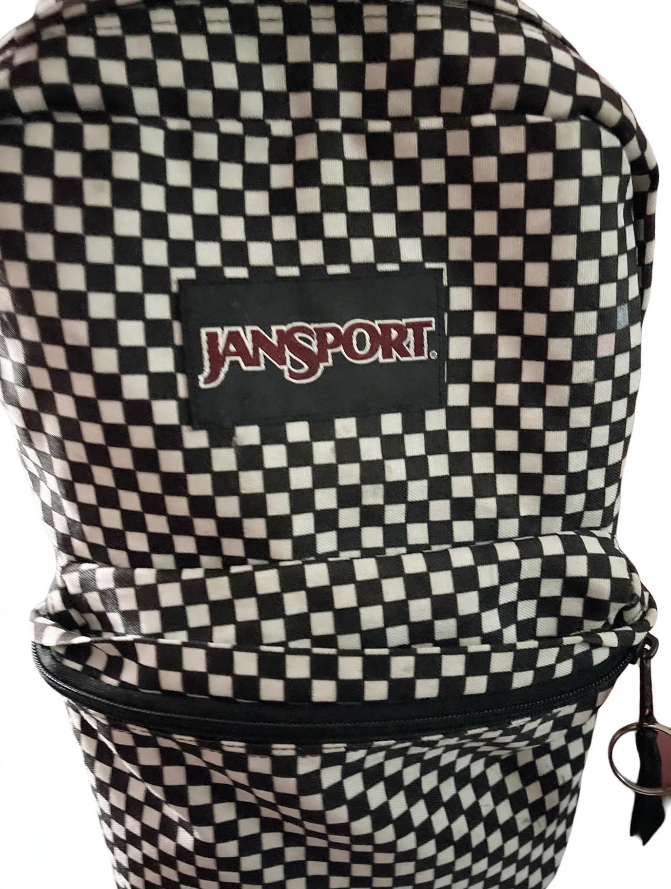 JanSport SuperBreak Backpack Black and White Checkerboard Print 1