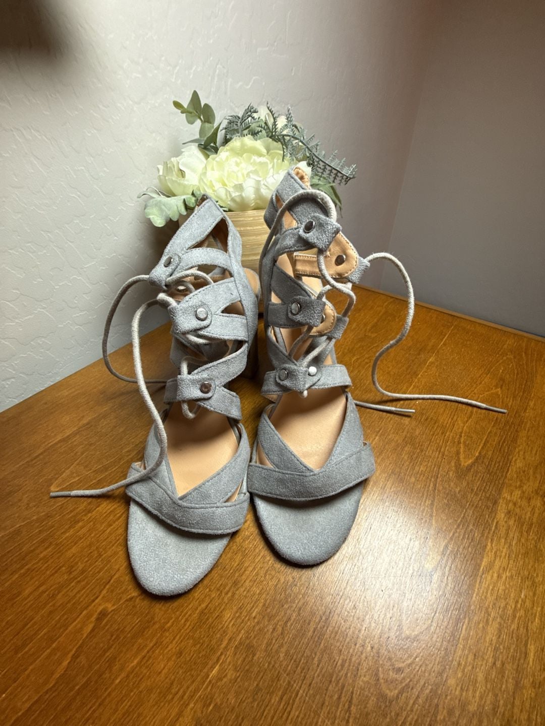 XOXO Caged Heels Suede Dress Sandals 7.5 3