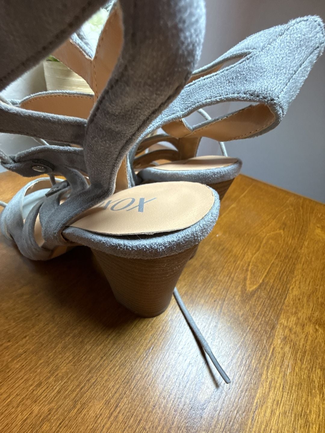 XOXO Caged Heels Suede Dress Sandals 7.5 6