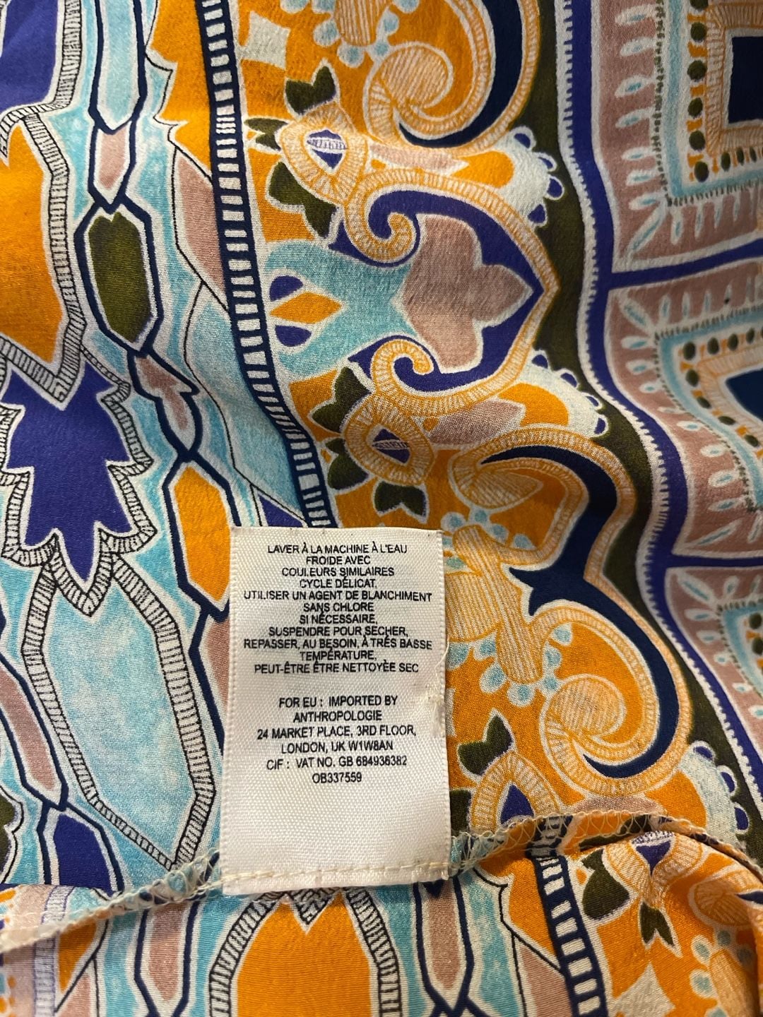 Maeve Anthropologie Silk Sydney Blouse Multi Print 3/4 Sleeve Top 7