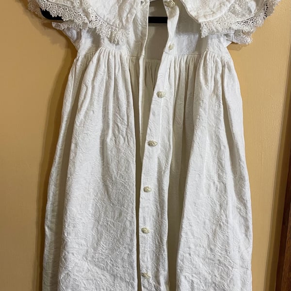 Three Blind Mice Vintage White Textured Dress Lace Collar Cotton
