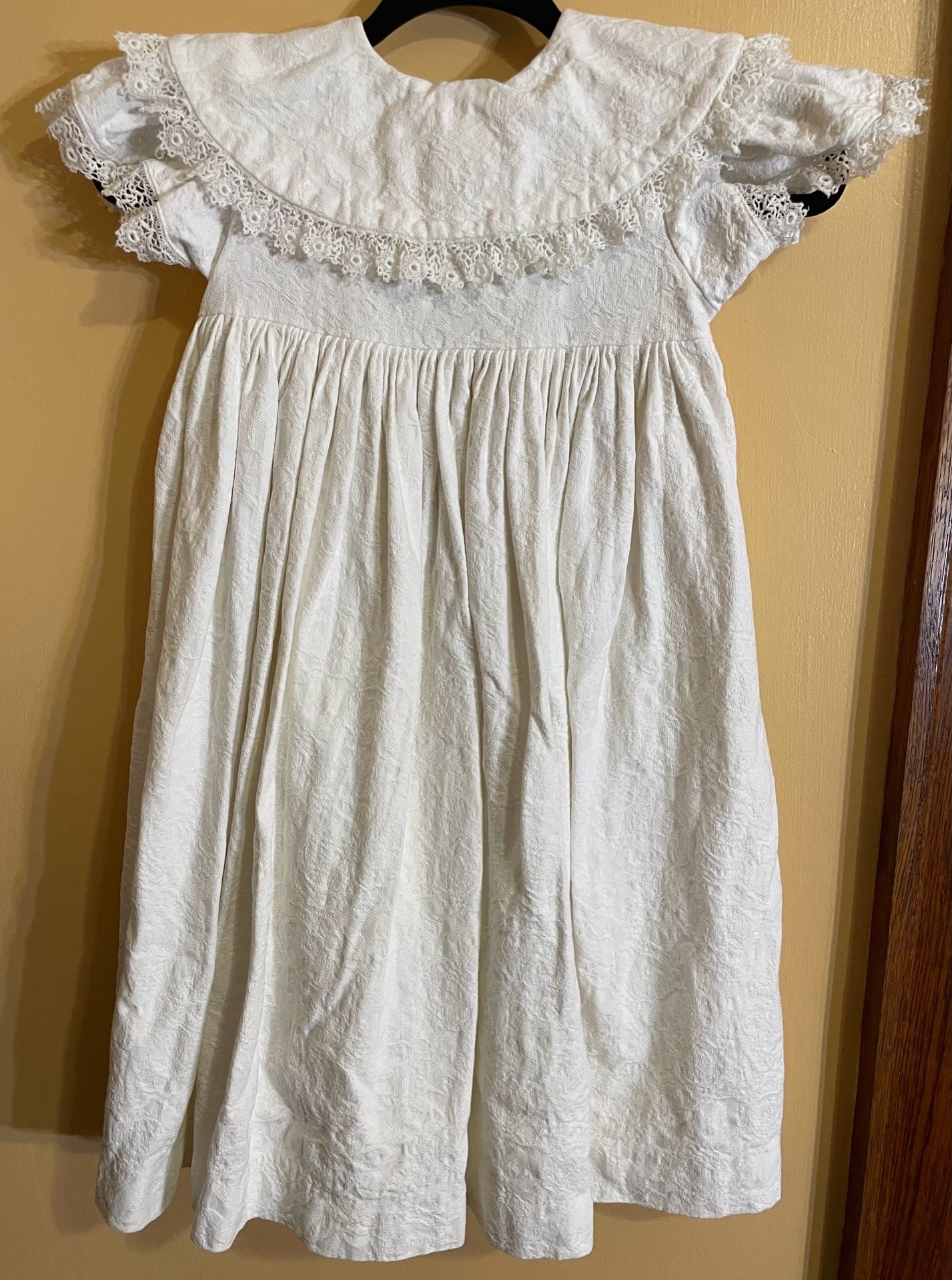 Three Blind Mice Vintage White Textured Dress Lace Collar Cotton 8