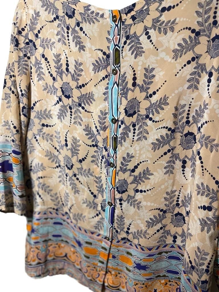Maeve Anthropologie Silk Sydney Blouse Multi Print 3/4 Sleeve Top 4