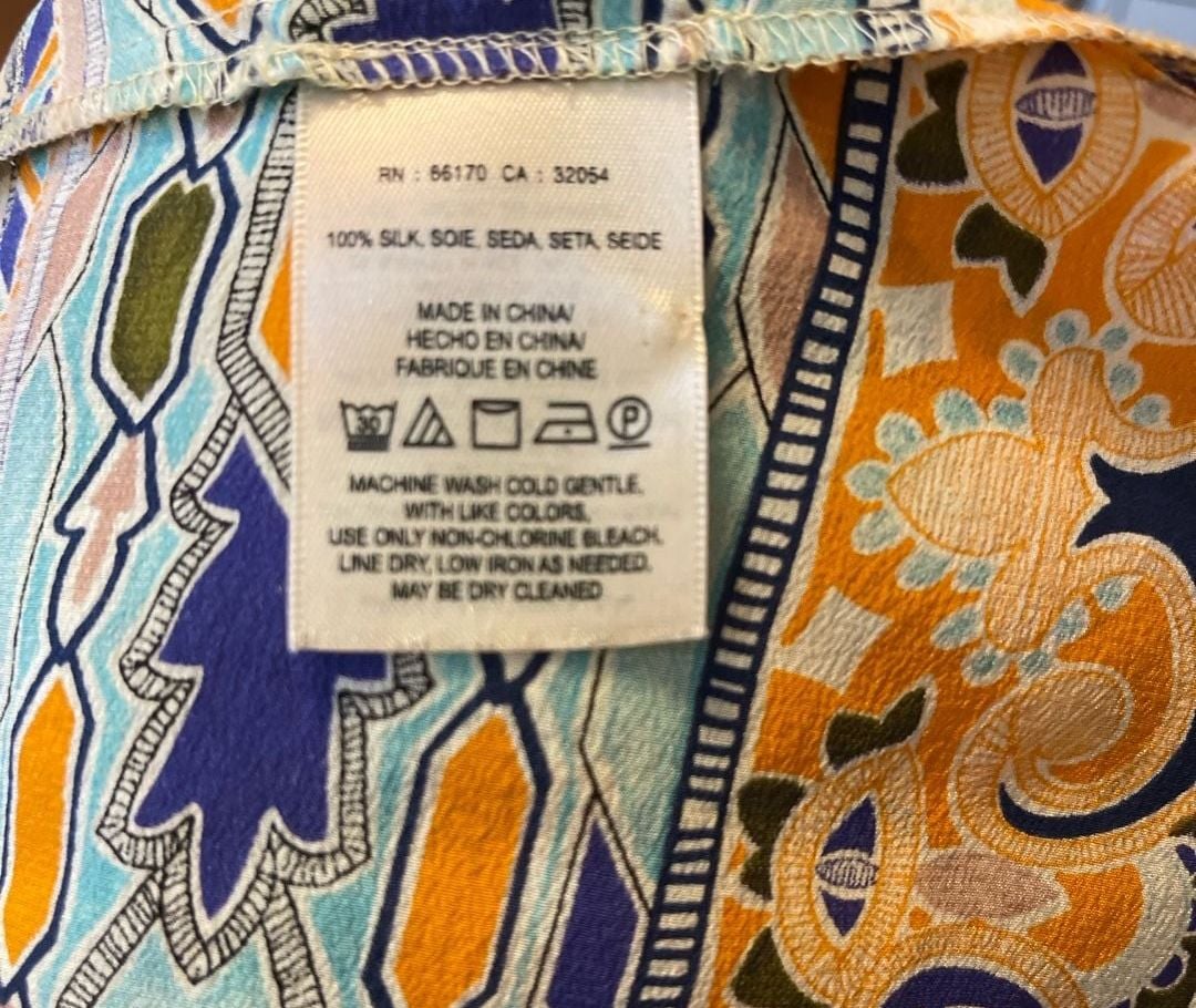 Maeve Anthropologie Silk Sydney Blouse Multi Print 3/4 Sleeve Top 6