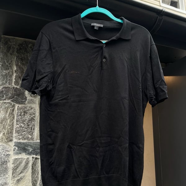 COS Cotton Silk Knit Polo Shirt Size M Black