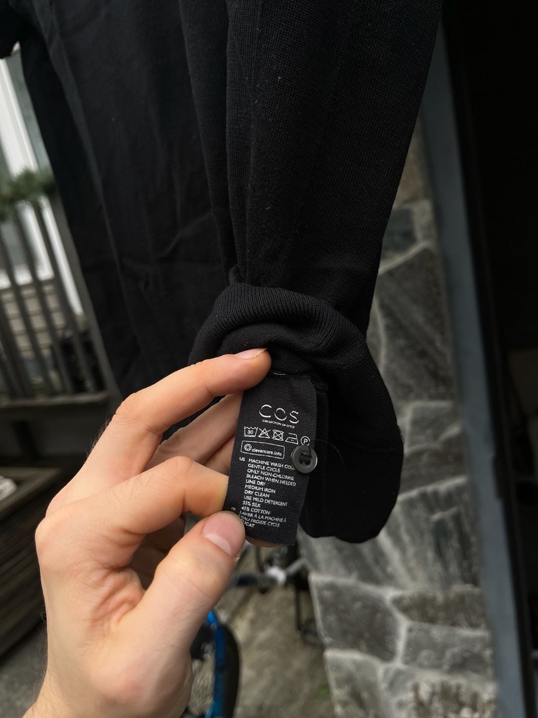 COS Cotton Silk Knit Polo Shirt Size M Black 4