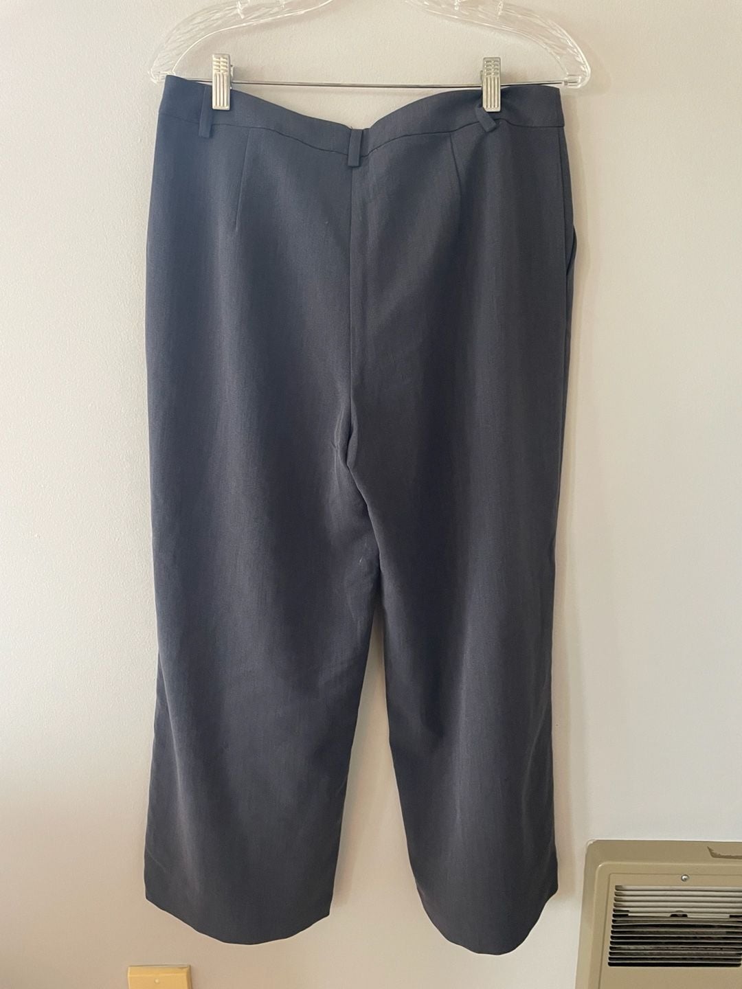Nice Things High Rise Wide Leg Pants Gray Crepe Trousers, Size 40 9