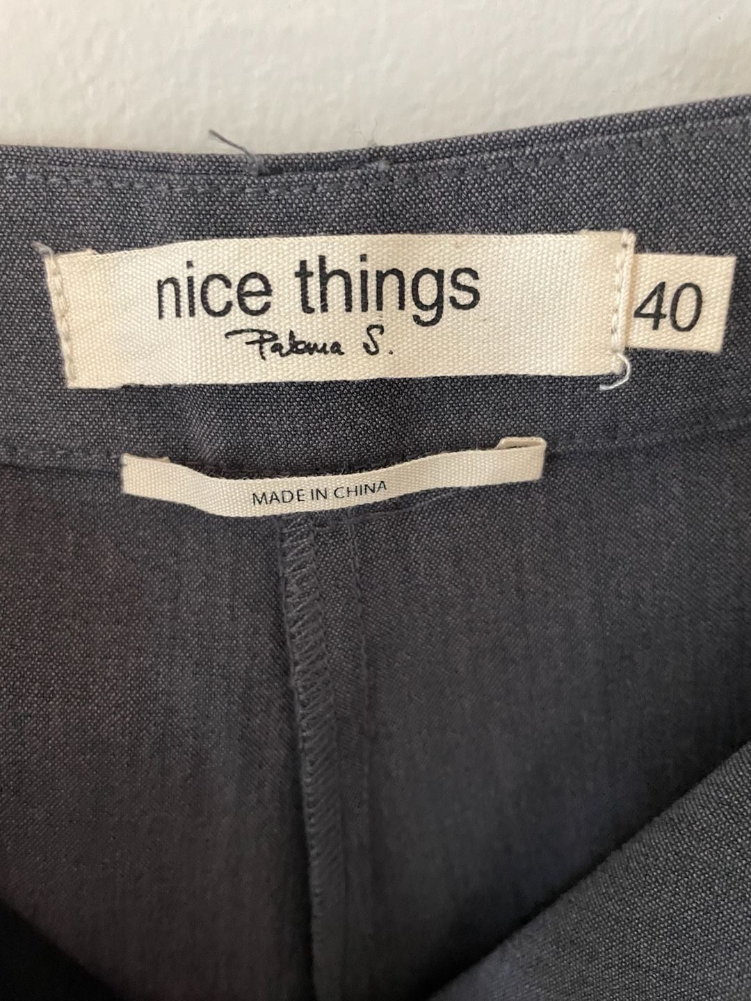 Nice Things High Rise Wide Leg Pants Gray Crepe Trousers, Size 40 4