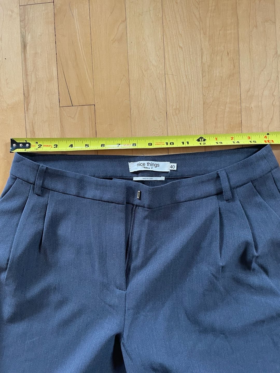 Nice Things High Rise Wide Leg Pants Gray Crepe Trousers, Size 40 6