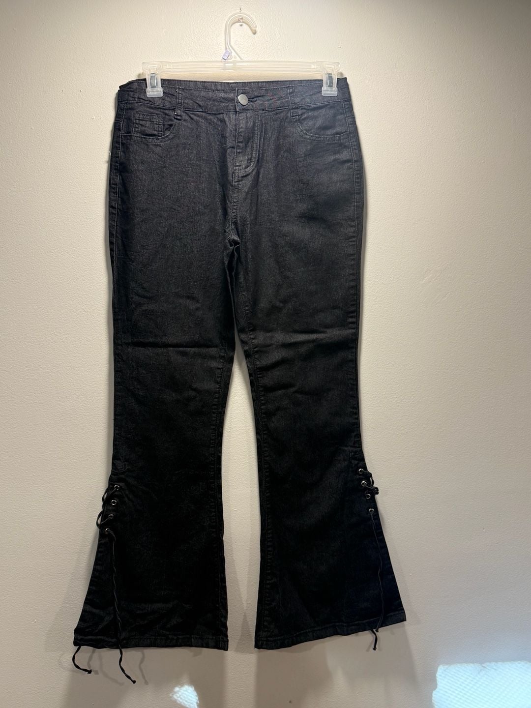 Black Flare Jeans Laced Hems 2