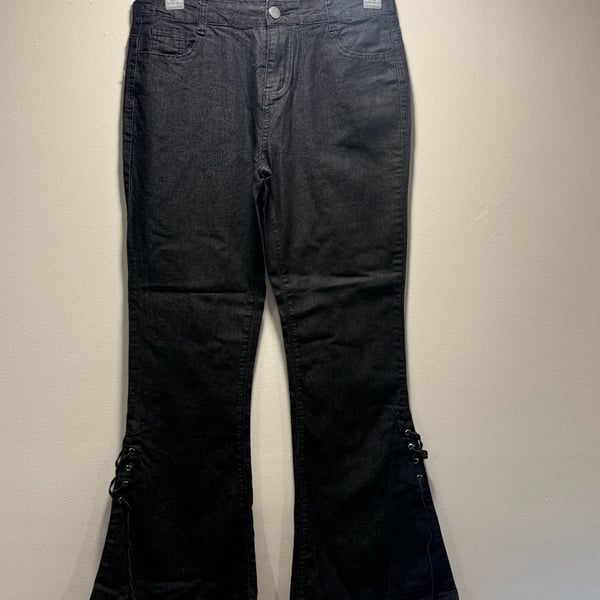 Black Flare Jeans Laced Hems
