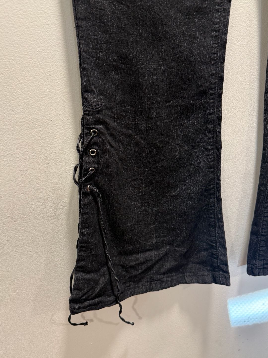 Black Flare Jeans Laced Hems 3
