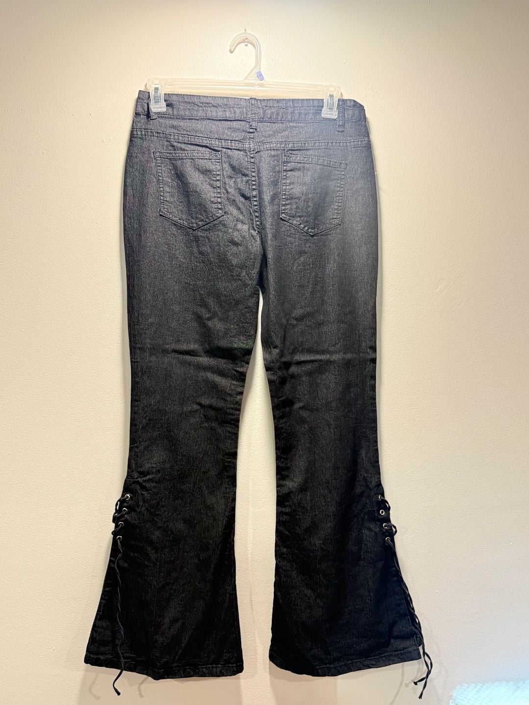 Black Flare Jeans Laced Hems 4
