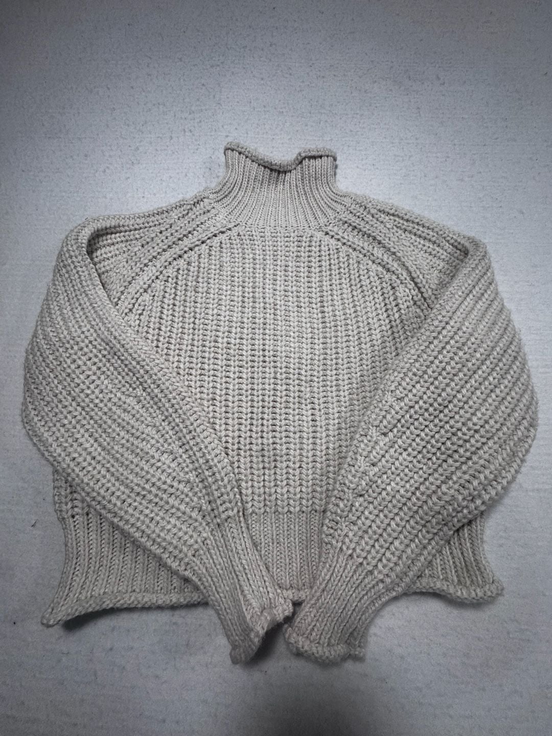 H&M Ribbed Turtleneck Sweater Size Small Light Khaki 2