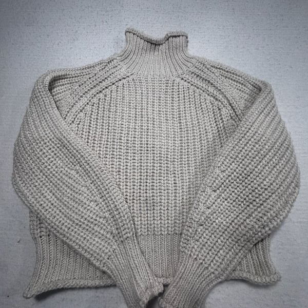H&M Ribbed Turtleneck Sweater Size Small Light Khaki