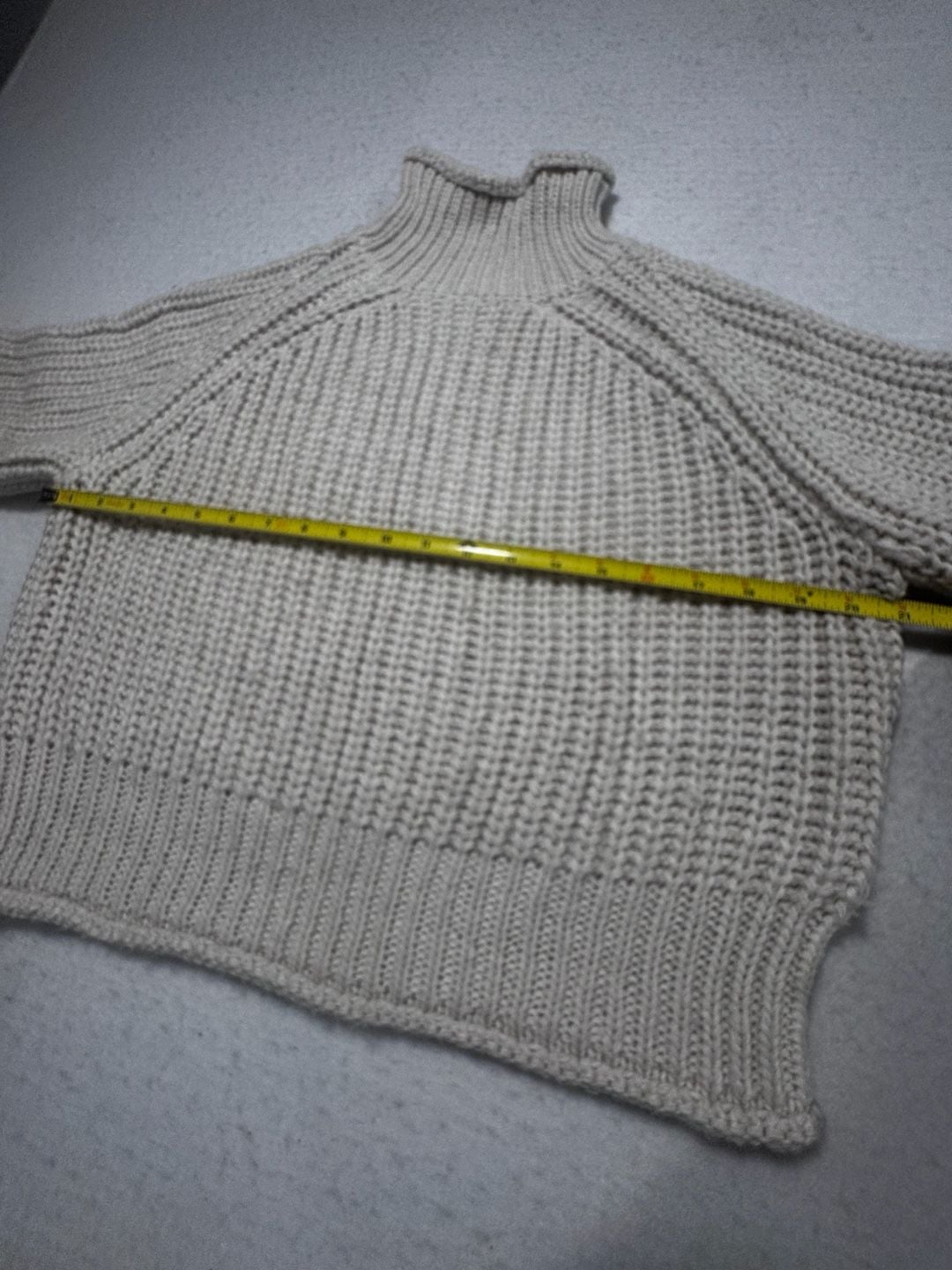 H&M Ribbed Turtleneck Sweater Size Small Light Khaki 3