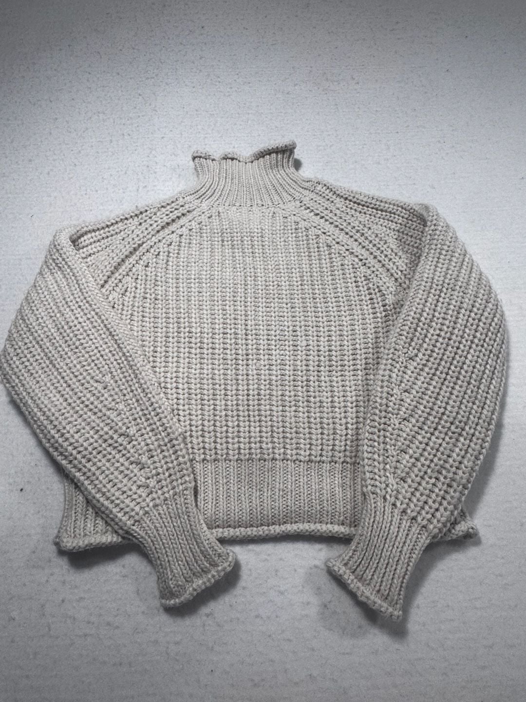 H&M Ribbed Turtleneck Sweater Size Small Light Khaki 7