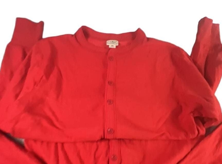 L.L. Bean Red Long Sleeve Henley long underwear Size L Reg OD8J7 3
