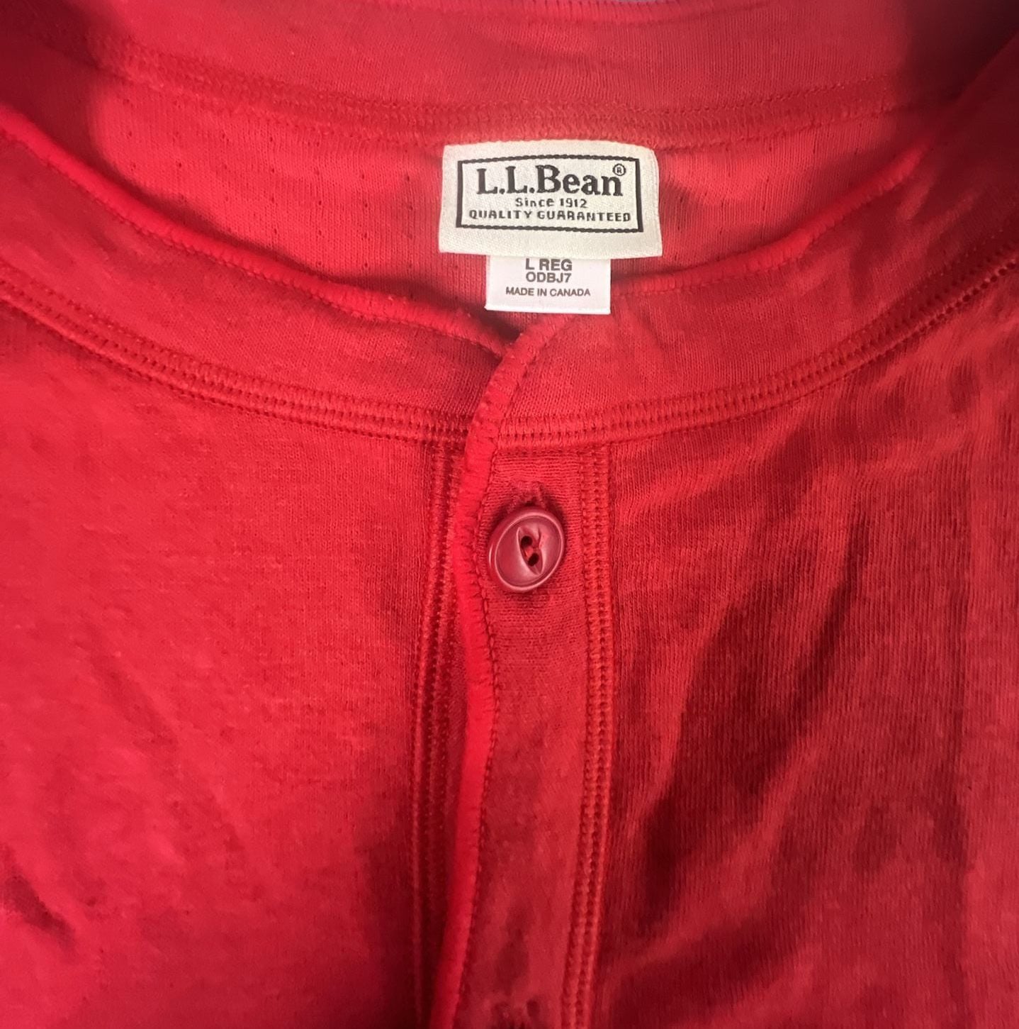 L.L. Bean Red Long Sleeve Henley long underwear Size L Reg OD8J7 4