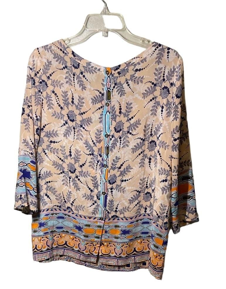 Maeve Anthropologie Silk Sydney Blouse Multi Print 3/4 Sleeve Top 3